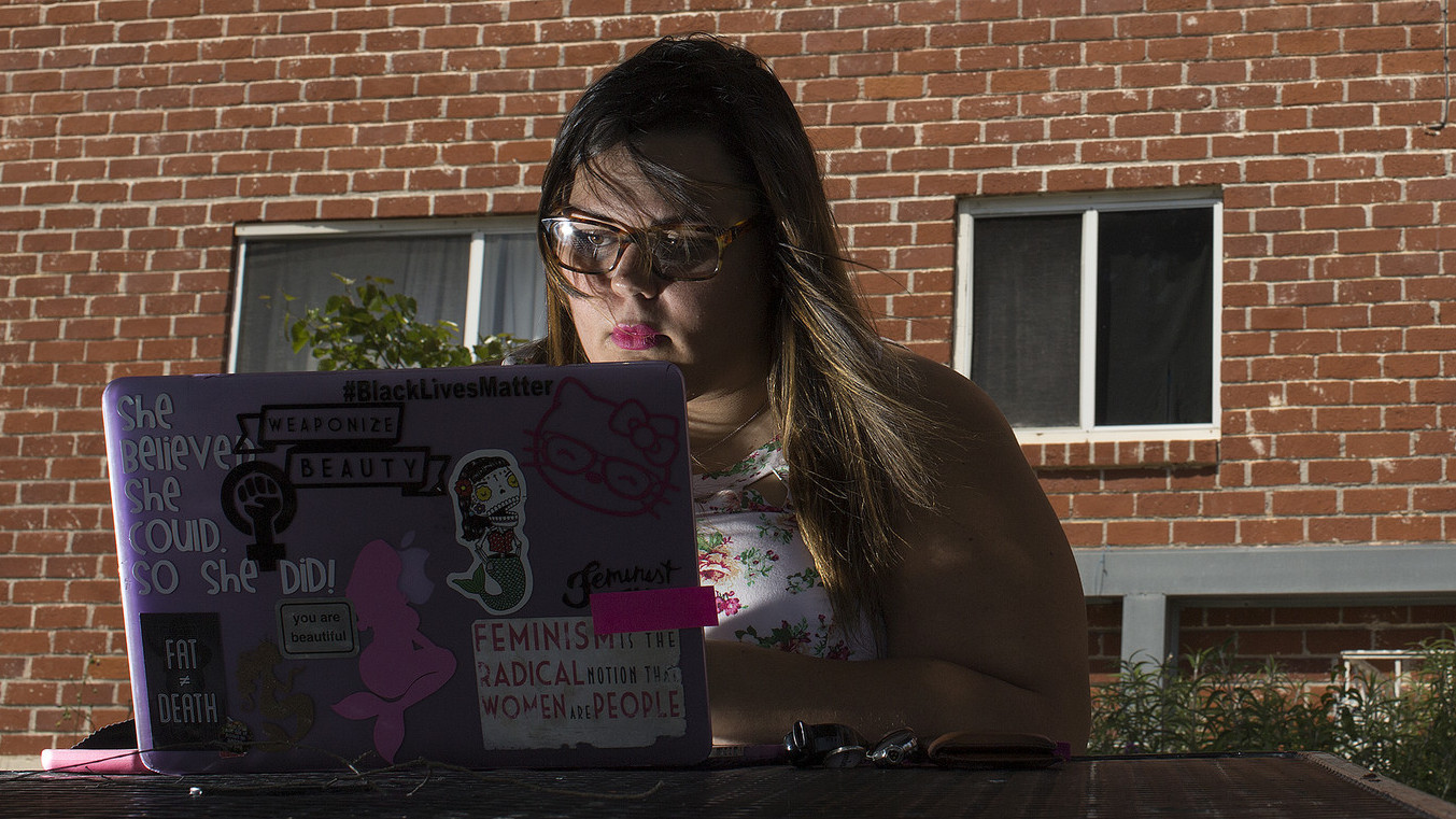 Amanda Cabanilla, a student at Whittier College, shared her story of being an accidential AIP member. (Gina Ferazzi / Los Angeles Times)